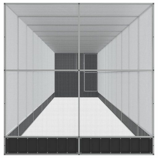 Ezüstszínű acél madárház bővítménnyel 1244 x 203 x 216 cm