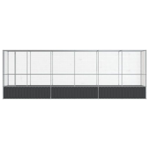 Ezüstszínű acél madárház bővítménnyel 626,5x107x212 cm