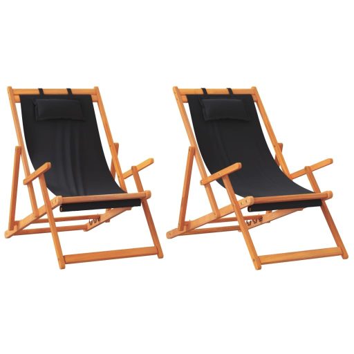 2 db összecsukható fekete szövet strandszék