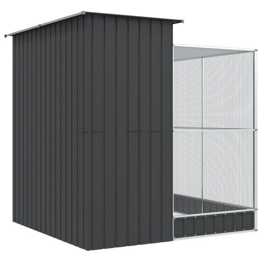 Ezüstszínű acél madárház bővítménnyel 209 x 203 x 216 cm