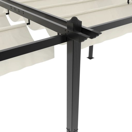 Krémszínű alumínium kerti pavilon behúzható tetővel 3 x 6 m