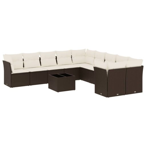 11 részes barna polyrattan kerti ülőgarnitúra párnákkal