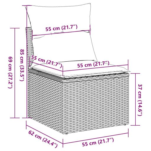 9 részes barna polyrattan kerti ülőgarnitúra párnákkal