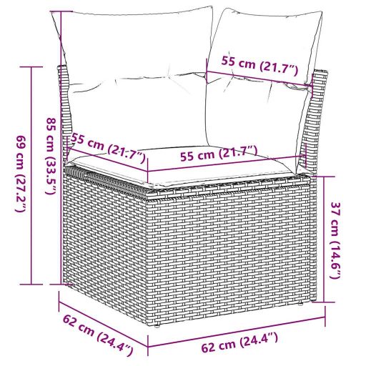 10 részes barna polyrattan kerti ülőgarnitúra párnákkal