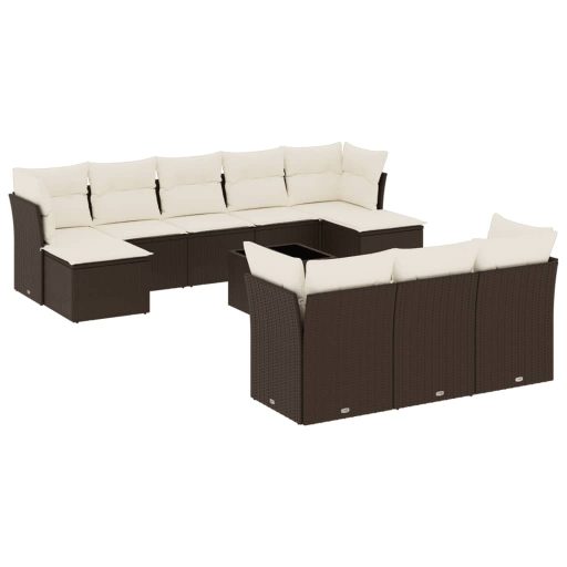 11 részes barna polyrattan kerti ülőgarnitúra párnákkal