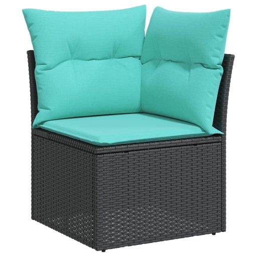 10 részes fekete polyrattan kerti ülőgarnitúra párnával
