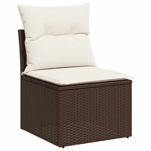 9 részes barna polyrattan kerti ülőgarnitúra párnákkal