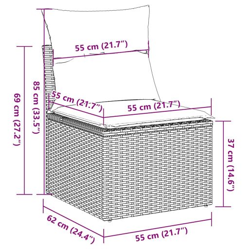 9 részes barna polyrattan kerti ülőgarnitúra párnákkal