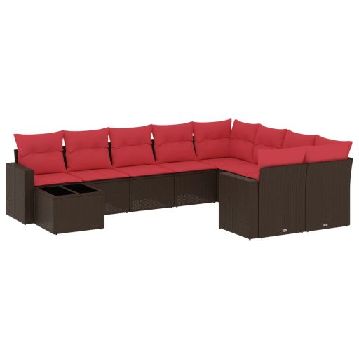 10 részes barna polyrattan kerti ülőgarnitúra párnákkal