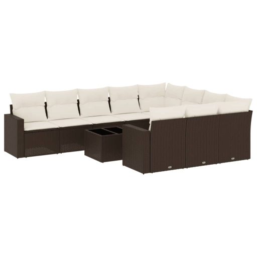 11 részes barna polyrattan kerti ülőgarnitúra párnákkal