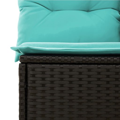 10 részes fekete polyrattan kerti ülőgarnitúra párnával