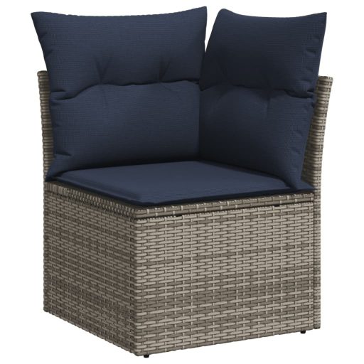 11 részes szürke polyrattan kerti ülőgarnitúra párnákkal