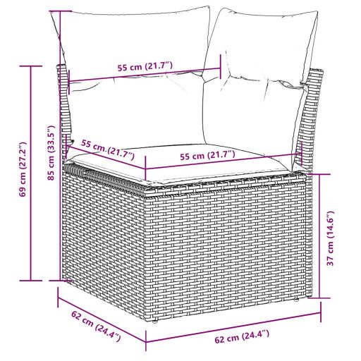 7 részes világosszürke polyrattan kerti ülőgarnitúra párnákkal
