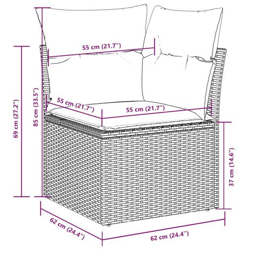 8 részes világosszürke polyrattan kerti ülőgarnitúra párnával
