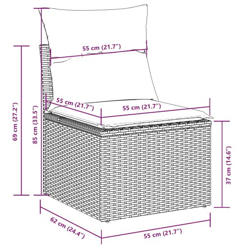 8 részes világosszürke polyrattan kerti ülőgarnitúra párnával
