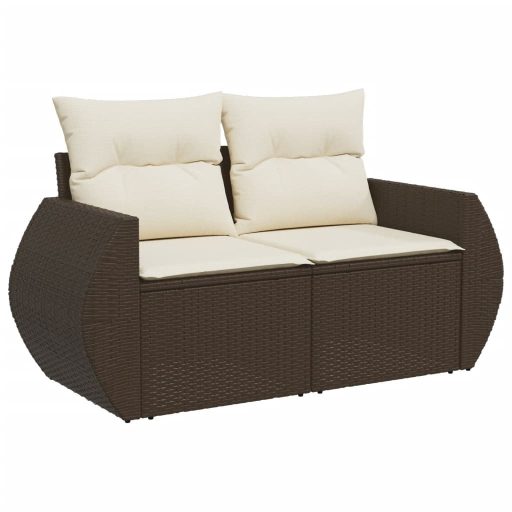 9 részes barna polyrattan kerti ülőgarnitúra párnákkal