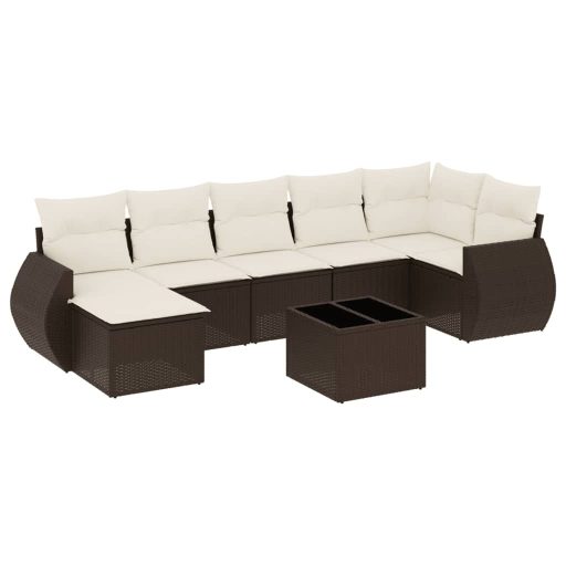 8 részes barna polyrattan kerti ülőgarnitúra párnákkal