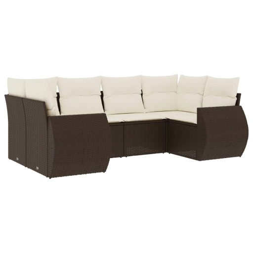 6 részes barna polyrattan kerti ülőgarnitúra párnával