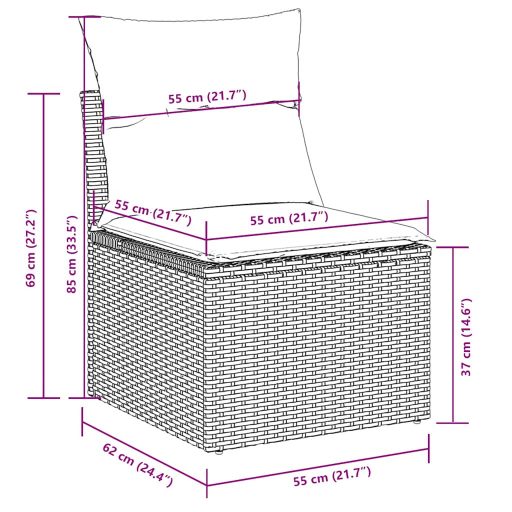 11 részes világosszürke polyrattan kerti ülőgarnitúra párnákkal