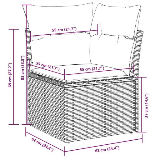 4 részes világosszürke polyrattan kerti ülőgarnitúra párnákkal