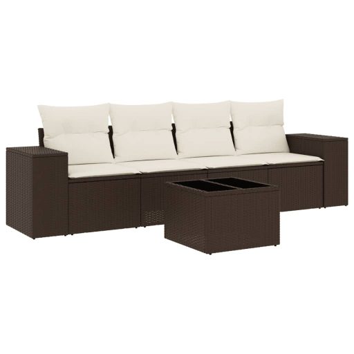 5 részes barna polyrattan kerti ülőgarnitúra párnával