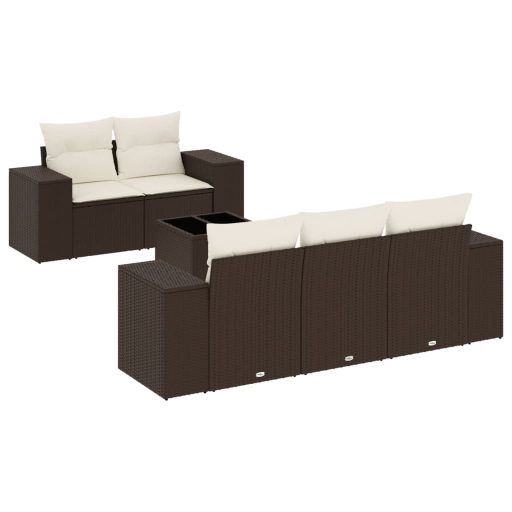 6 részes barna polyrattan kerti ülőgarnitúra párnával