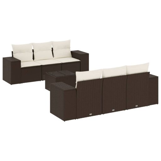 7 részes barna polyrattan kerti ülőgarnitúra párnákkal