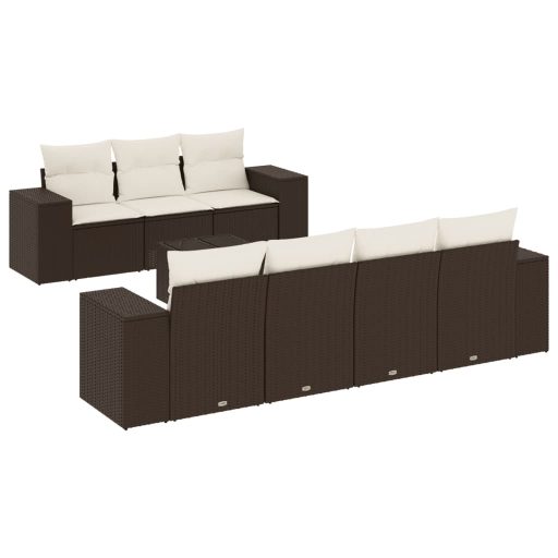 8 részes barna polyrattan kerti ülőgarnitúra párnákkal