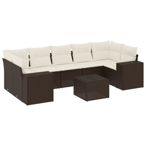 8 részes barna polyrattan kerti ülőgarnitúra párnákkal