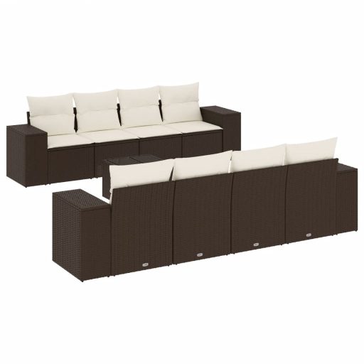 9 részes barna polyrattan kerti ülőgarnitúra párnákkal