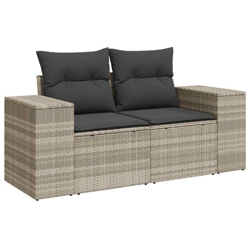 5 részes világosszürke polyrattan kerti ülőgarnitúra párnákkal