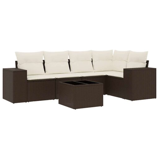 6 részes barna polyrattan kerti ülőgarnitúra párnával