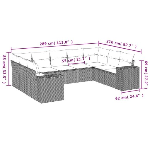 9 részes szürke polyrattan kerti ülőgarnitúra párnákkal