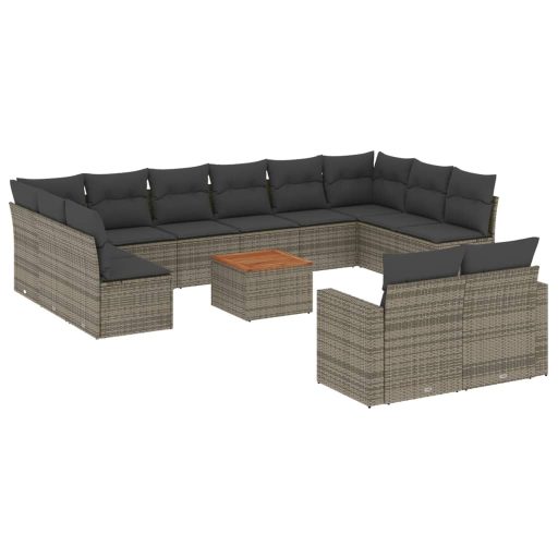 13 részes szürke polyrattan kerti ülőgarnitúra párnákkal