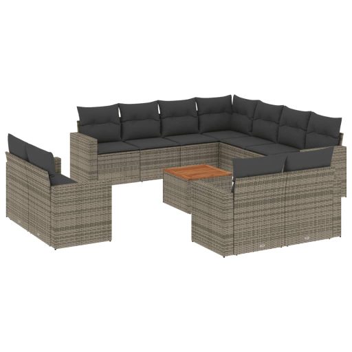 12 részes szürke polyrattan kerti ülőgarnitúra párnákkal