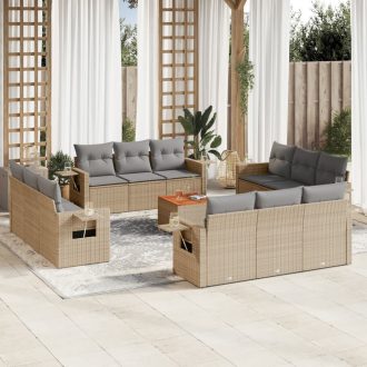   13 részes bézs polyrattan kerti ülőgarnitúra párnákkal