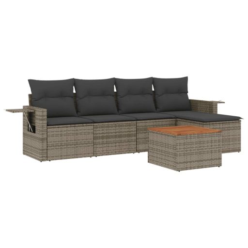 6 részes szürke polyrattan kerti ülőgarnitúra párnákkal