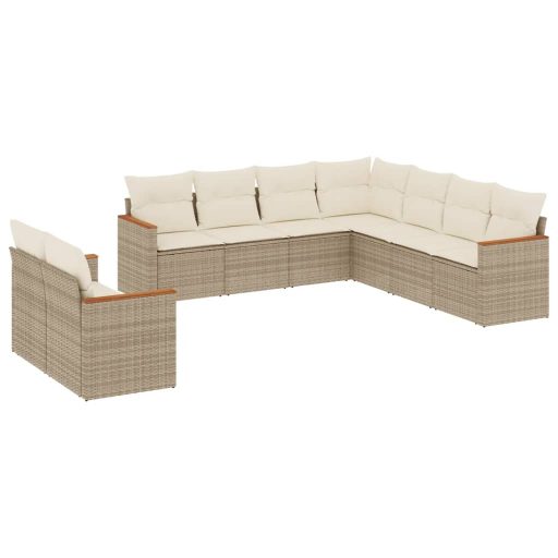 9 részes bézs polyrattan kerti ülőgarnitúra párnákkal