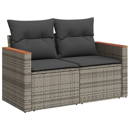 10 részes szürke polyrattan kerti ülőgarnitúra párnákkal