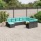 10 részes fekete polyrattan kerti ülőgarnitúra párnával