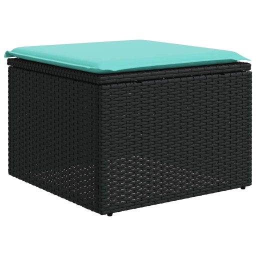 10 részes fekete polyrattan kerti ülőgarnitúra párnával