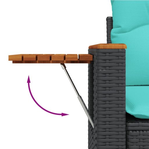 10 részes fekete polyrattan kerti ülőgarnitúra párnával