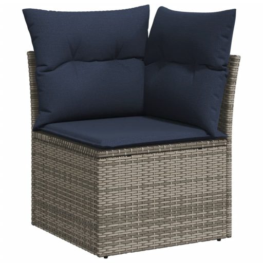 10 részes szürke polyrattan kerti ülőgarnitúra párnával