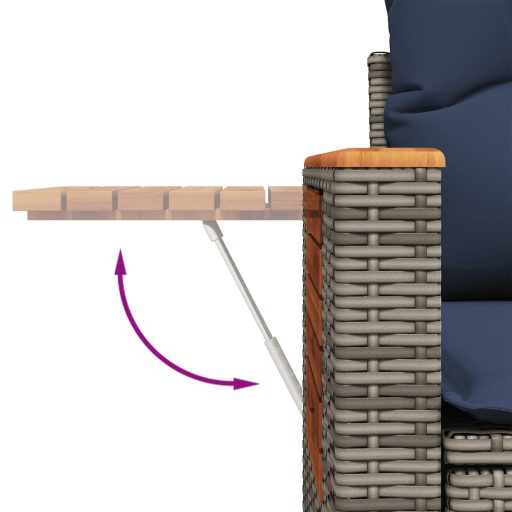 10 részes szürke polyrattan kerti ülőgarnitúra párnával