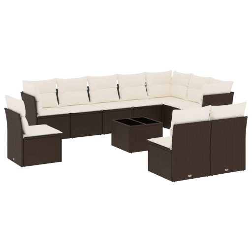 11 részes barna polyrattan kerti ülőgarnitúra párnákkal