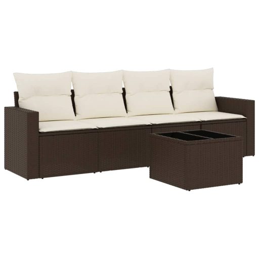 5 részes barna polyrattan kerti ülőgarnitúra párnával