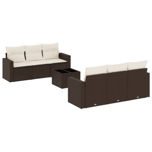 7 részes barna polyrattan kerti ülőgarnitúra párnákkal