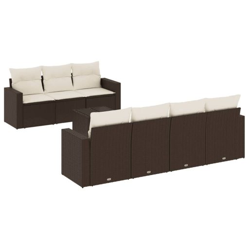 8 részes barna polyrattan kerti ülőgarnitúra párnákkal