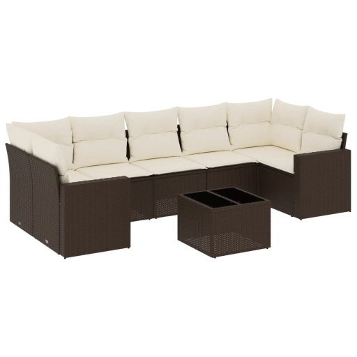 8 részes barna polyrattan kerti ülőgarnitúra párnákkal