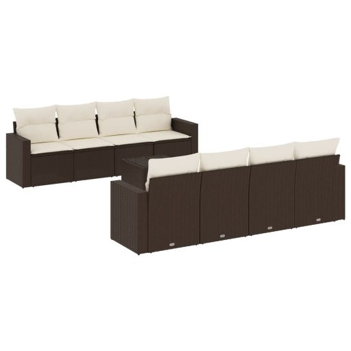 9 részes barna polyrattan kerti ülőgarnitúra párnákkal